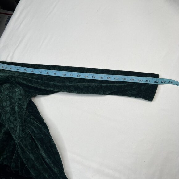 Vintage LL Bean 90s Velour Holly Print Midi Dress Green Holiday Christmas S/ M - Picture 12 of 15